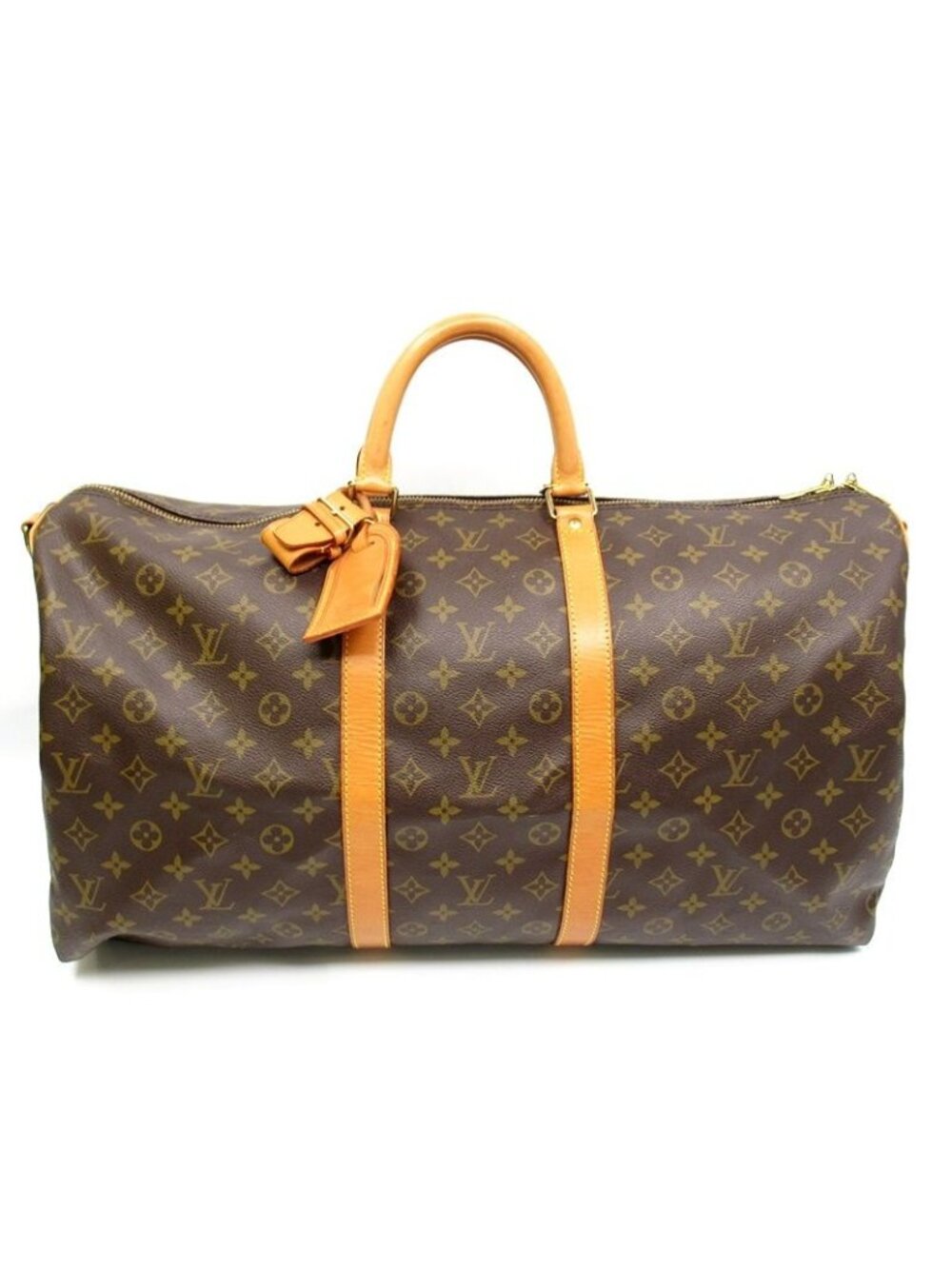Louis Vuitton Keepall Bandouliere 55 Monogram Boston Bag Brown